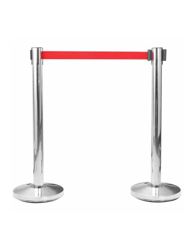 Poste separador inox con cinta roja extensible...