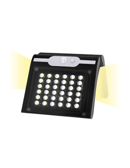 Aplique solar 2w 220lm 6.500k con sensor color negro