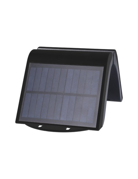 Aplique solar 2w 220lm 6.500k con sensor color negro