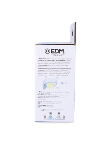 Aplique solar 2w 200lm 6500k con sensor color...