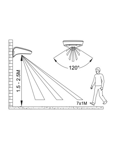 Aplique solar 2w 200lm 6500k con sensor color...