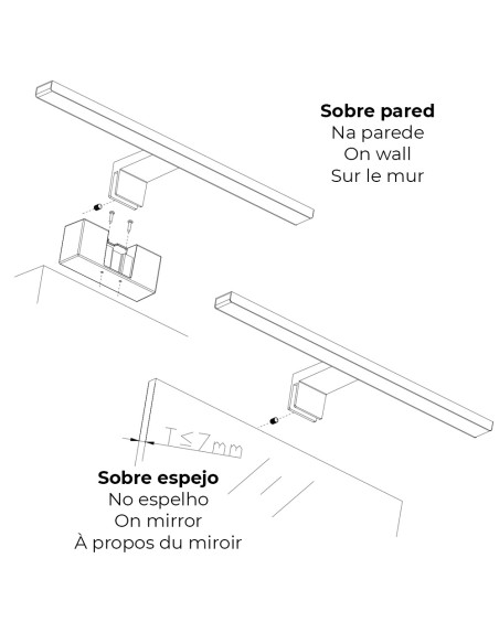Lámpara led de pared o espejo 6 w 4.000 k 600 lm luz día 30 x 12,8 x 5,10 cm