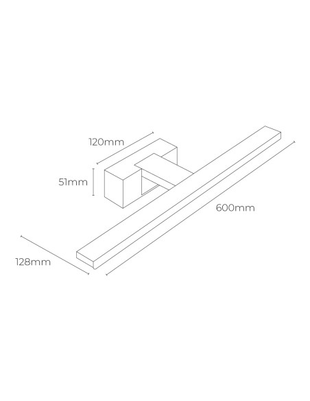 Lámpara led de pared o espejo 12 w 4.000 k 1.270 lm luz día 60 x 12,8 x 5,10 cm