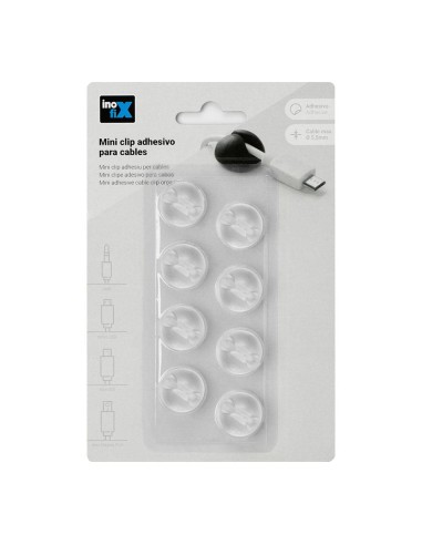 Mini clip adhesivo para cables transparente inofix