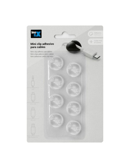 Mini clip adhesivo para cables transparente inofix