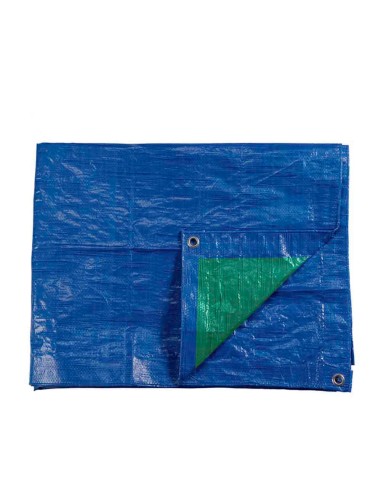 Toldo polietileno de doble cara color azul/verde, densidad 90 g / m², 3 x 4 m