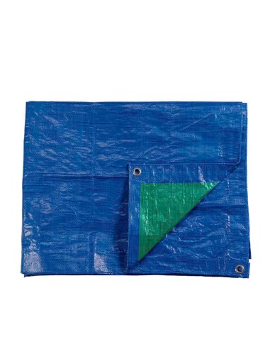 Toldo polietileno de doble cara color azul/verde, densidad 90 g / m², 4 x 5 m