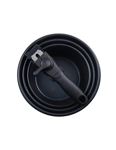 Set 3 cazos de acero inoxidable click & cook...