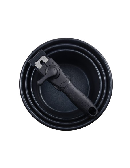 Set 3 cazos de acero inoxidable click & cook ø16 x 8 cm / ø18 x 9 cm / ø20 x 10 cm