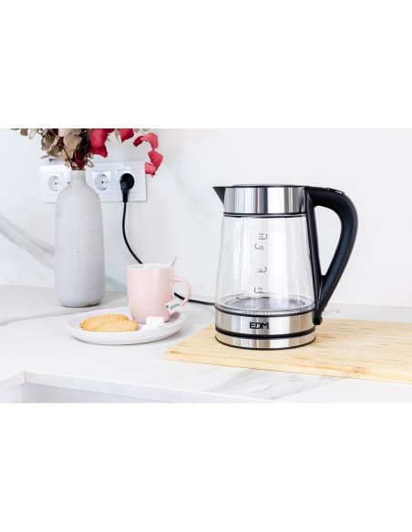 Hervidor de agua de cristal + acero inoxidable 1850 - 2200 w 1,7 l