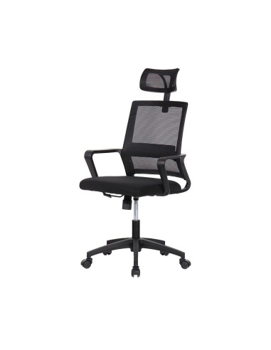 Silla de oficina ergonómica negra con respaldo...