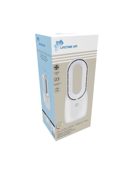 Ventilador de mesa sin aspas, recargable usb, 3 velocidades 12,4 x 9 x 30 cm