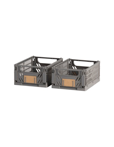 Caja almacenaje plegable gris 17 x 12.5 x 7 cm set 2 piezas