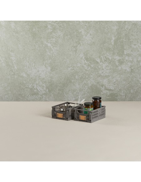 Caja almacenaje plegable gris 17 x 12.5 x 7 cm set 2 piezas
