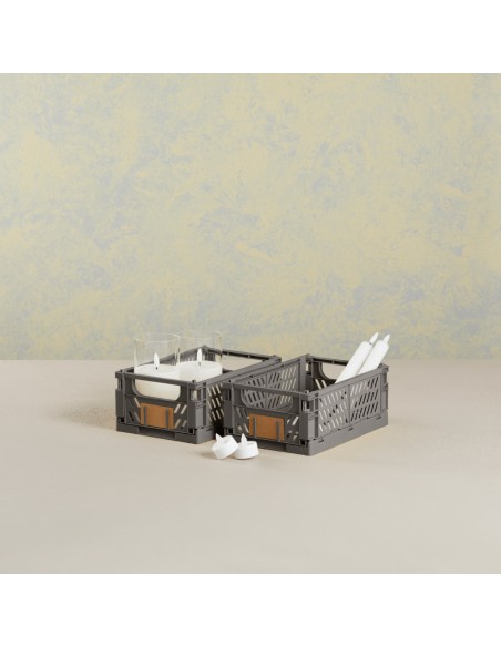 Caja almacenaje plegable gris 25 x 16,5 x 10 cm set 2 piezas