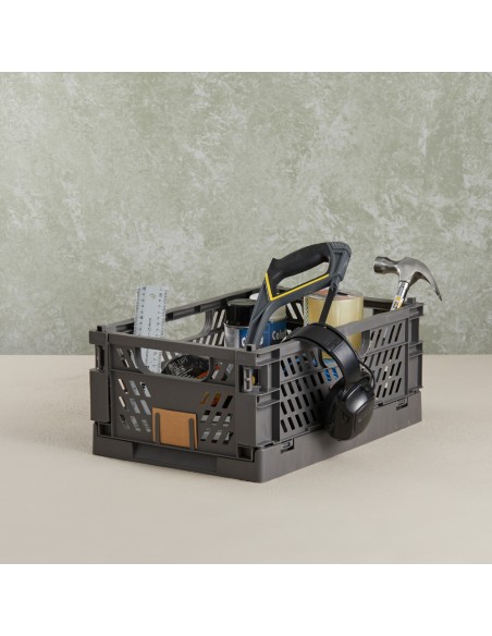 Caja almacenaje plegable gris 50 x 33 x 25 cm