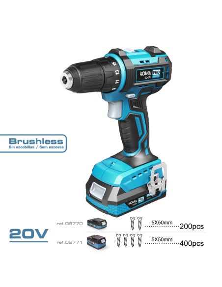 Kit maletin taladro atornillador 20 v brushless