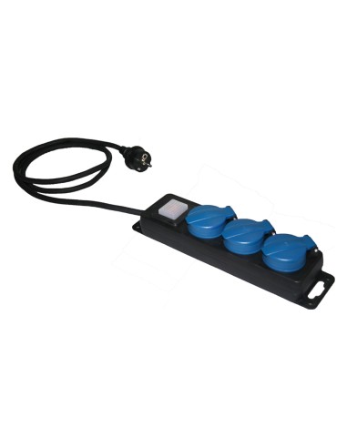 Prolongador con 3 bases 2p+t, 16 a 250 v 1,5 m.