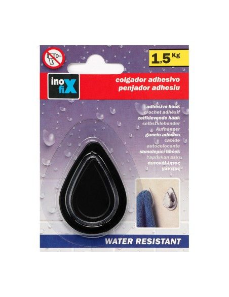 Colgador resistente al agua modelo gota negro mate (blister)