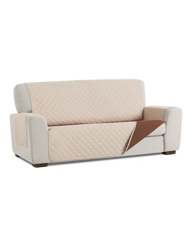 Cubre sofa reversible beige/marron 3 plazas belmarti