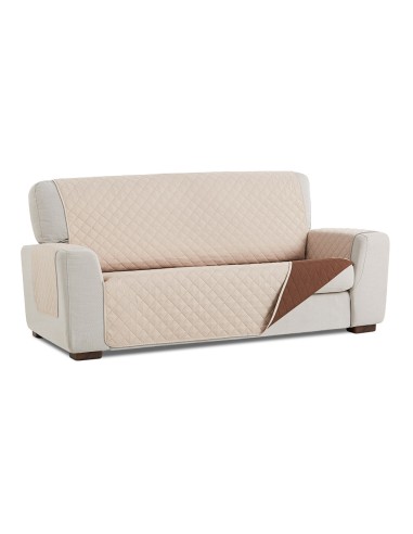 Cubre sofa reversible beige/marron 3 plazas plus belmarti