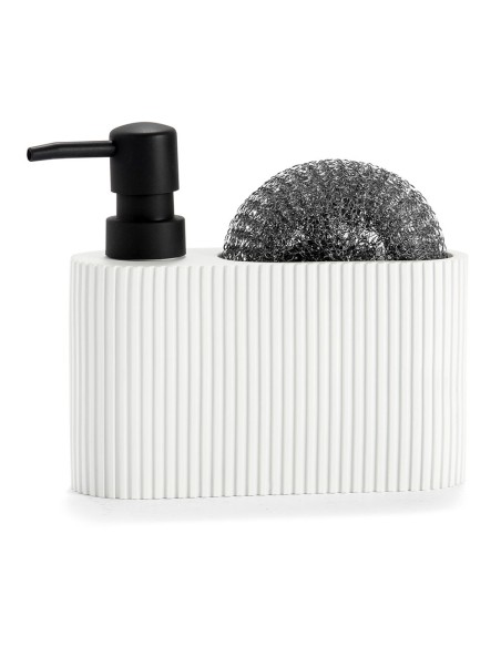 Dispensador pol con estropajo blanco/negro 16x5x15cm cc71086 andrea house
