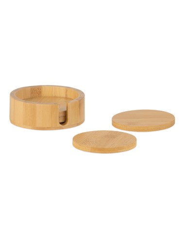Posavasos de bambú con soporte ø11x4cm ms72076...