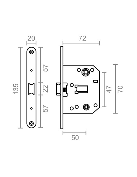 Blister picaporte condena c/r pct01 47mm ns micel