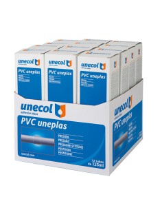 Pvc uneplas, tubo aluminio 125ml estuche + dispensador a2026 unecol 2