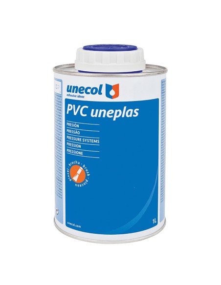 Pvc uneplas, bote metálico 1l con pincel a2040 unecol