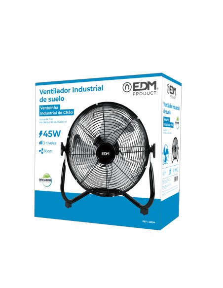 Ventilador industrial de suelo. color negro 45w aspas ø30 x 41 cm