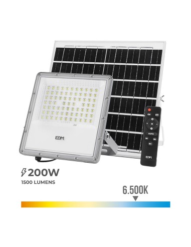 Foco proyector led solar 200w 1500lm 6500k