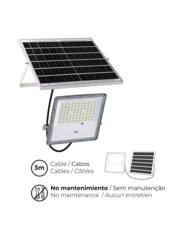 Foco proyector led solar 200w 1500lm 6500k