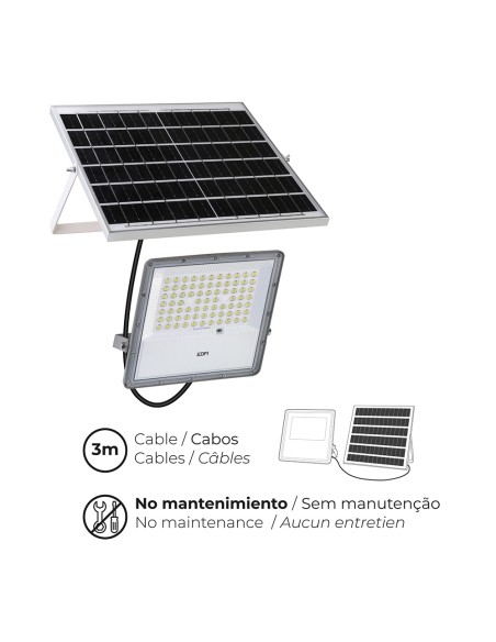 Foco proyector led solar 200w 1500lm 6500k