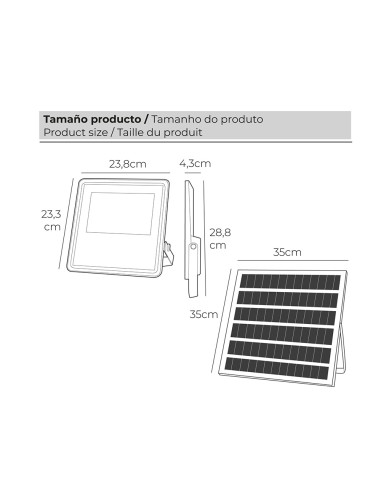 Foco proyector led solar 200w 1500lm 6500k