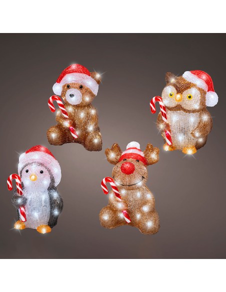 Muñecos navideños con led para exterior a pilas modelos surtidos 491338