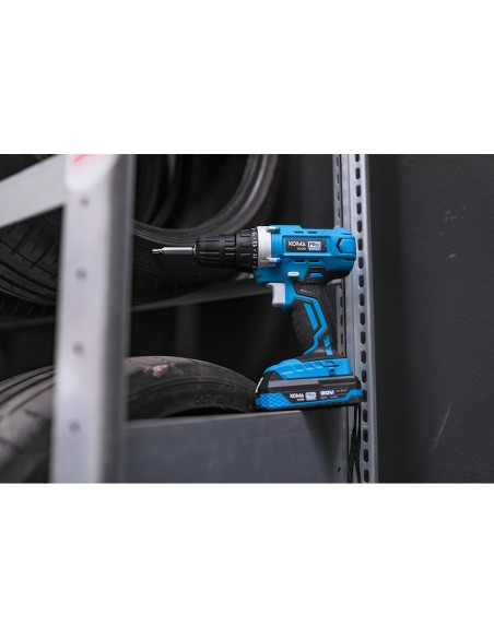 Kit maletin taladro atornillador 20 v con 70 accesorios con batería y cargador koma tools