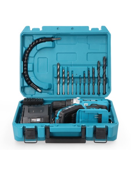 Kit maletin taladro atornillador 20 v con 40 accesorios con batería y cargador