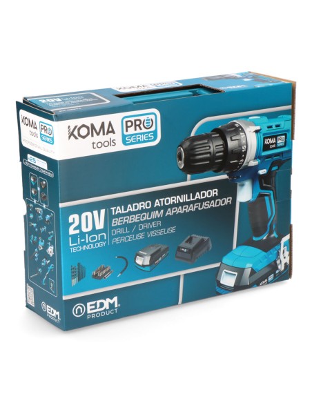 Kit maletin taladro atornillador 20 v con 40 accesorios con batería y cargador