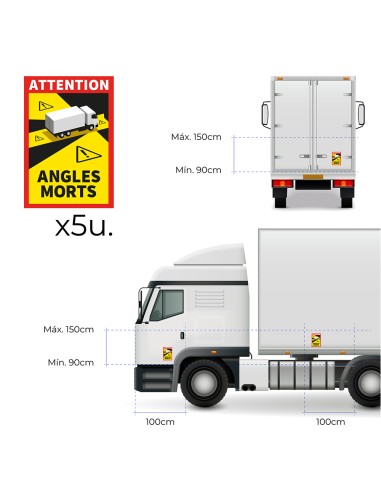 Pack 3 adhesivos "angles morts" camión 17 x 25 cm