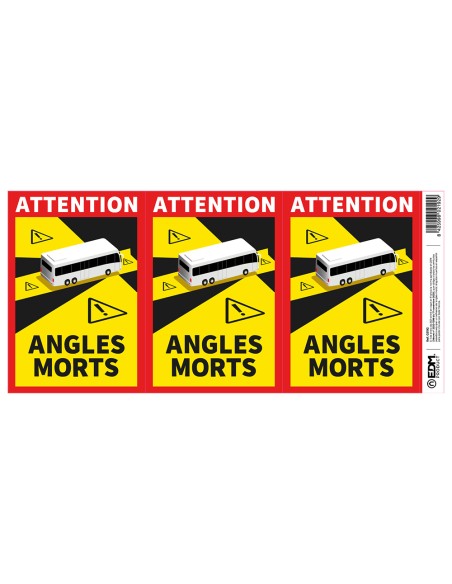 Pack 3 adhesivos "angles morts" autocar 17 x 25 cm