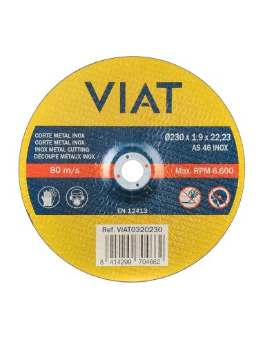 Disco corte fino 1,9mm inox-metal ø230x1,9x22,23mm viat0320230 viat