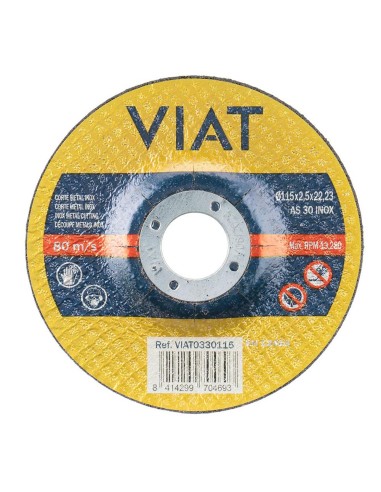 Disco corte 2,5mm inox-metal ø115x2,5x22,23mm viat0330115 viat