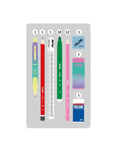 Plumier de 2 pisos con contenido sunset, negro...