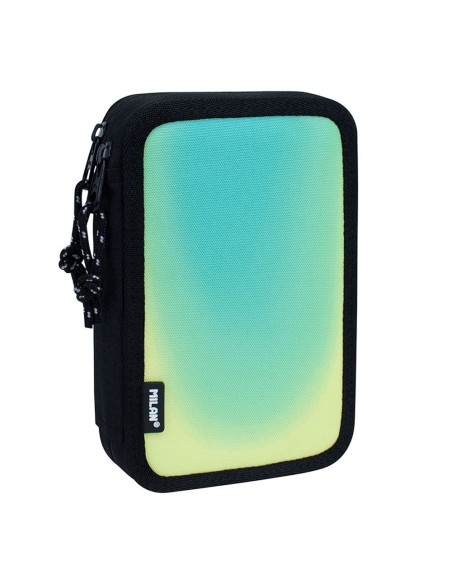 Plumier de 2 pisos con contenido sunset, negro y verde milan