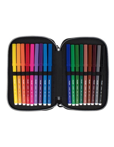 Plumier de 2 pisos con contenido sunset, negro...