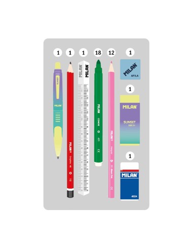 Plumier de 2 pisos con contenido sunset, negro...