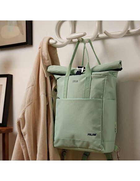 Mochila urbana con cierre superior enrollable 10 l. serie 1918, verde milan