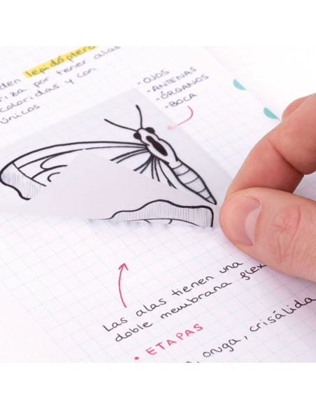 Bloc 50 notas adhesivas translúcidas removibles transparentes 76 x 76 mm