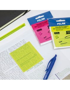 Bloc 50 notas adhesivas translúcidas amarillo fluo 76 x 76 mm 2